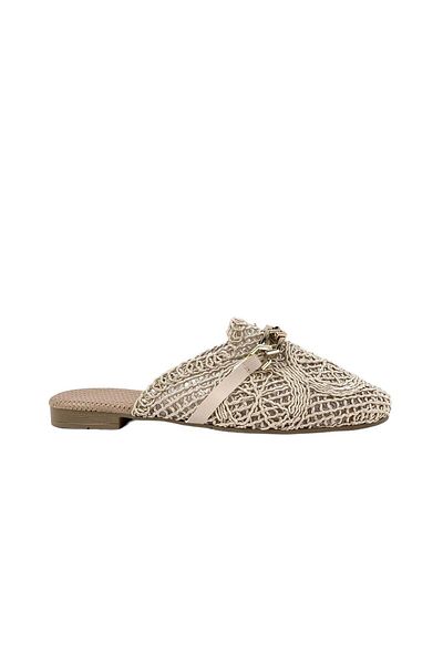 bescobel Women's Termi Beige Stone Detailed Knitwear Slippers 1cm
