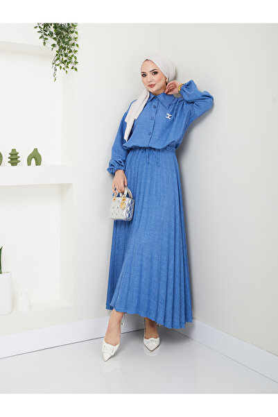 VOLT CLOTHİNG Kadın Gömlekli Piliseli Etekli  Takım