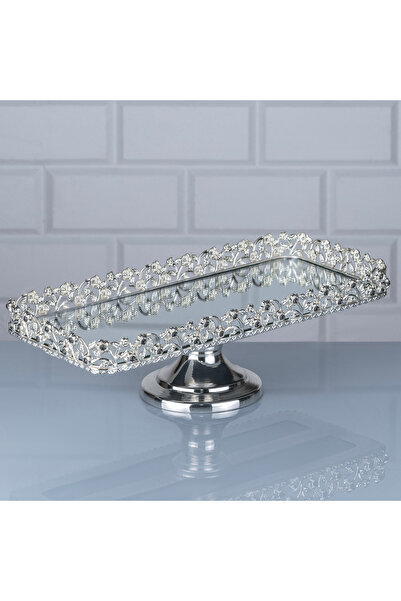 Hinora Elmas Taşlı Ayaklı Baton Sunum Tepsi 31x14x10cm