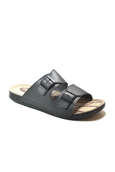 Onlo Ayakkabı Ανδρικές Παντόφλες Elispoly Black & Brown Ανατομικές Μεγάλο Μέγεθος