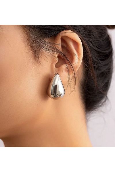 Rachel Silver Drop Model Earrings, Medium Size-3 cm