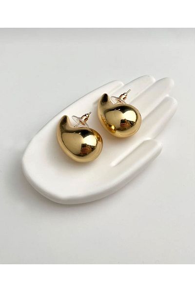 Rachel Gold Drop Model Earrings, Medium Size-3 cm