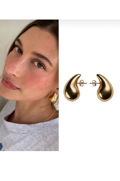 Rachel Gold Drop Model Earrings, Medium Size-3 cm