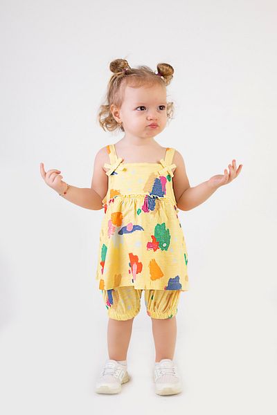 Harika KIDS Baby Girl Tunic Model Top and Bottom Set with Shorts