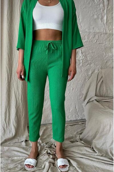 MODERNİZE Women's Relaxed Fit Kimono Bottom Long Top Summer Set