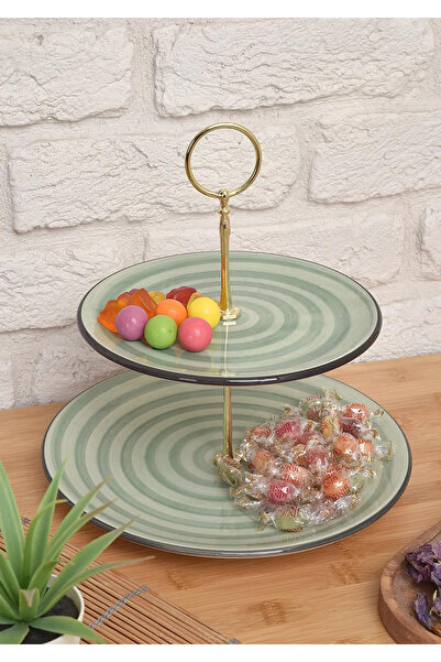 Genel Markalar Çift Katlı Şekerlik İkramlık Sunum Tabağı