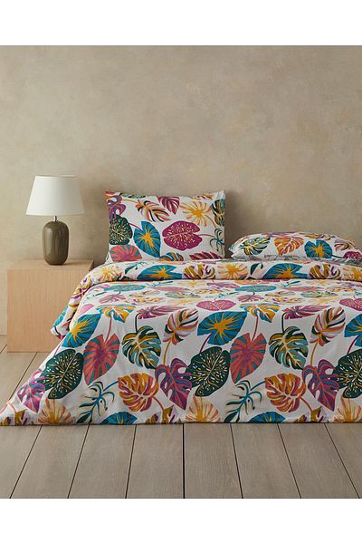 English Home Σετ Παπλωματοθήκη Leaf Jungle Μονό Φούξια 160 x 220 cm