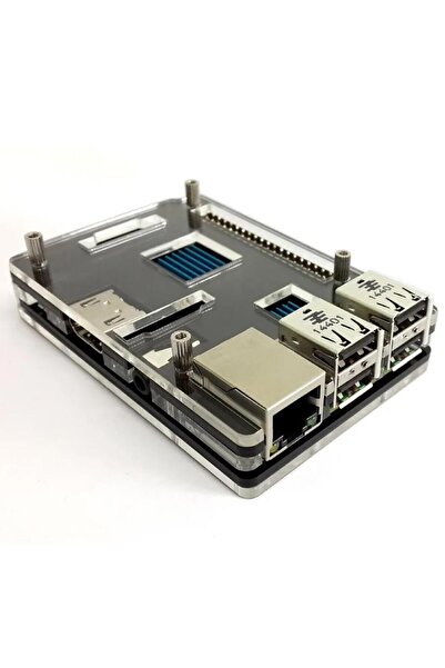 Raspberry Pi 2 Şeffaf Siyah Metal Vidalı Kutu