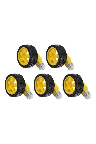 TLS Robotik 5 Adet 3-6V DC 250 RPM Redüktörlü Motor ve Tekerlek Seti