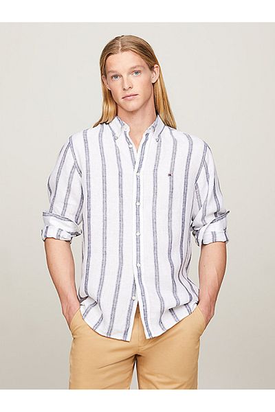 Tommy Hilfiger Linen Triple Stripe Regular Fit Shirt