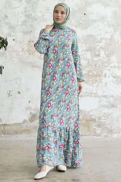 InStyle Rochie din viscoză florală crocantă mixtă - Albastru