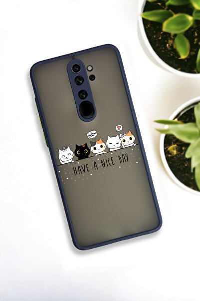 mooodcase Xiaomi Redmi Note 8 Pro Uyumlu Şirin Kedicikler Desenli Buzlu Şeffaf Lüx Telefon Kılıfı