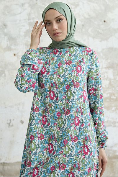 InStyle Rochie din viscoză florală crocantă mixtă - Albastru