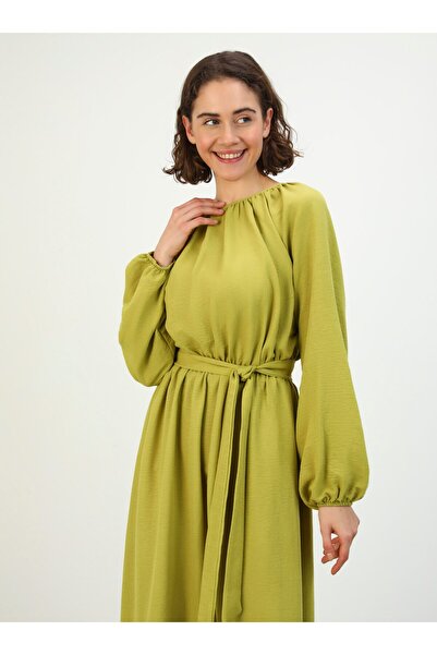 Benin Aerobin Layered Cut Hijab Dress - Oil Green - Benin