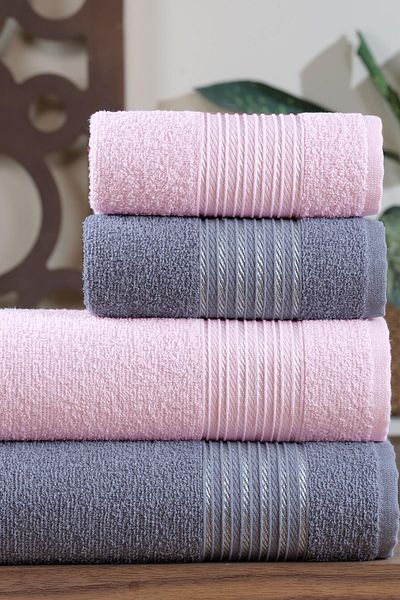 Zeynep Tekstil Bath| Bath Towel Set 4-Piece Bath Set