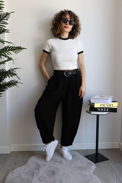 Öykü Gülşen Black Linen Women's Shalwar Trousers