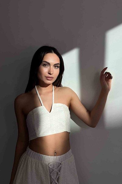Seda Yalçın Atelier Beige Tie Back Bustier with Buttons