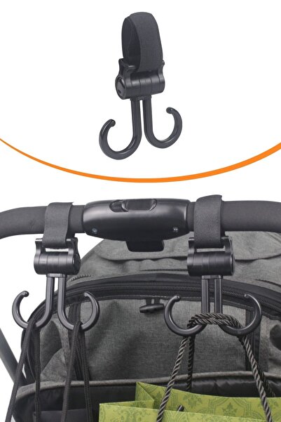 Buffer ® 2li Bebek Arabasına Takılabilen Cırtlı Eşya Taşıma Aparatı 360 Derece Dönebilen Plastik