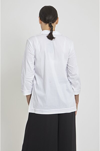 VERDA Tunica albă cu nasturi pentru femei