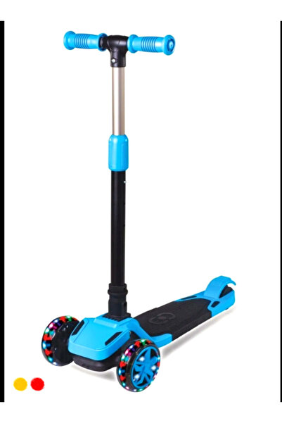 OMZ Erkek Cocuk Mavi Cool Whells Scooter Isikli 3 Tekerlekli Cocuk Scooter Egitici Oyuncaklar