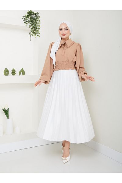 VOLT CLOTHİNG Damen Ayrobin Hijab-Bluse mit Babykragen