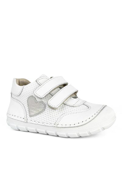 Cici Bebe Ayakkabı Genuine Leather White Heart Patterned Baby Girl First Step Shoes