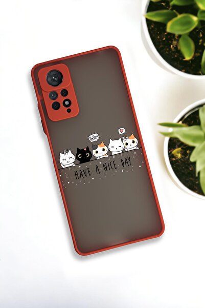 mooodcase Xiaomi Redmi Note 11 Pro Uyumlu Şirin Kedicikler Desenli Buzlu Şeffaf Lüx Telefon Kılıfı