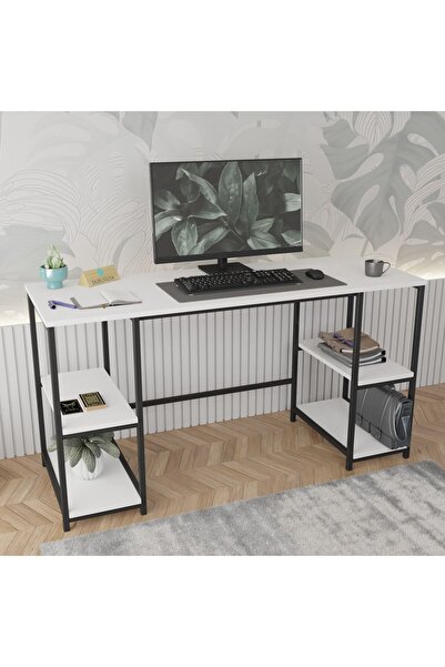Durusilya Mobilya 140*50 Cm Metal Çalışma Bilgisayar Ofis Masası Kitaplıklı