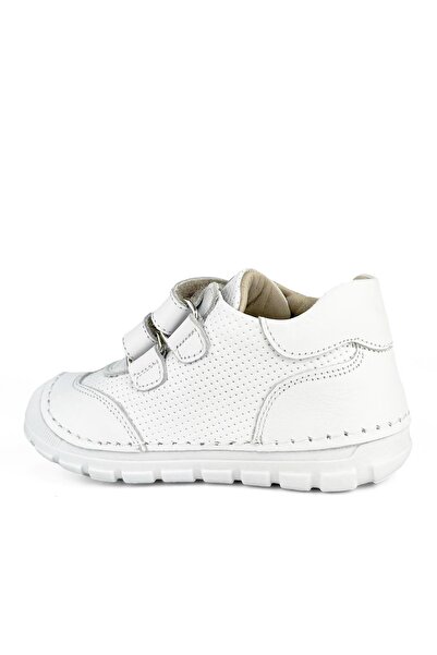 Cici Bebe Ayakkabı Genuine Leather White Heart Patterned Baby Girl First Step Shoes