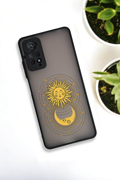 mooodcase Xiaomi Redmi Note 11 Pro Uyumlu Moon and Sun Desenli Buzlu Şeffaf Lüx Telefon Kılıfı
