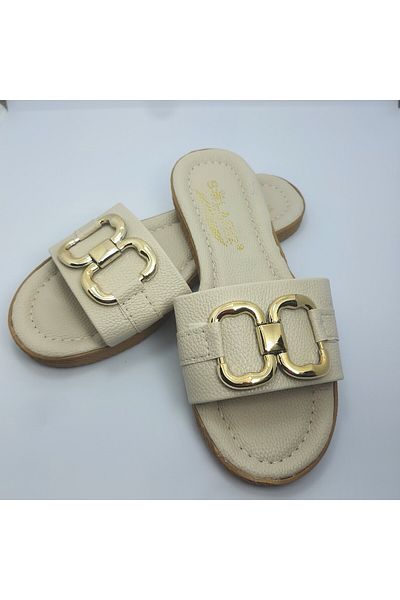 NewOneMall NewMallOne Women's White Daily Slippers Stylish Comfortable Buckle Home Sea Beach Guest Dowry Slippers