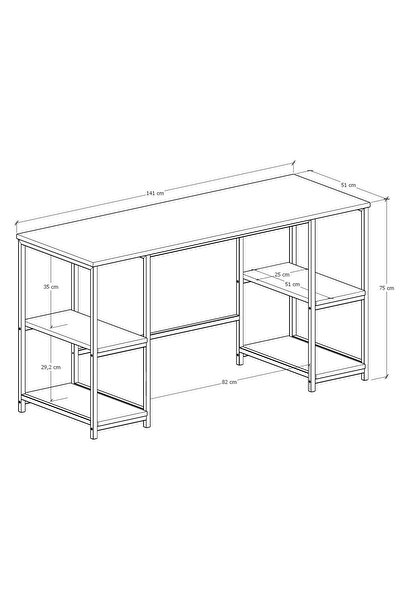 Durusilya Mobilya 140*50 Cm Metal Çalışma Bilgisayar Ofis Masası Kitaplıklı
