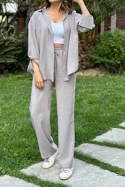 Suzi butik طقم بنطلون نسائي باللون الرمادي