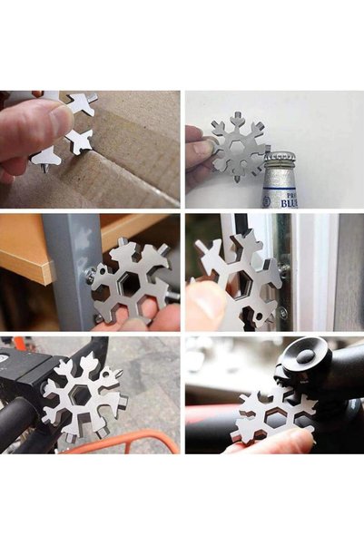 DepoMega 19 in 1 Multifunctional Steel Allen Screwdriver Opener Snowflake Keychain