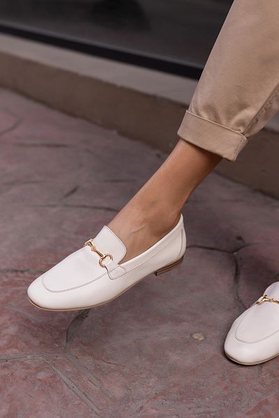 ANGELİNA JONES GEOLA WOMEN'S BEIGE BUCKLE REAL LEATHER LOAFER SHOES