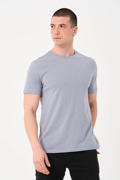 Owut Collection Ανδρικό μπλουζάκι γκρι Crew Neck Slim Fit