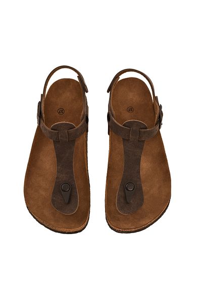 JustBow Unisex Ανατομική Σόλα Ανθρακί Καφέ Σανδάλια