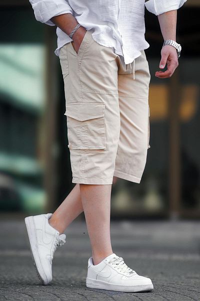 Madmext Beige Capri-Shorts mit Cargo-Tasche für Herren 6875