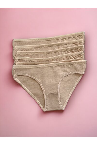 GÜLSER UNDERWEAR Women's Bikini Panties 6-Pack Comfortable Cut 100% Cotton Cream Size L