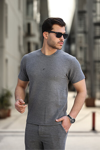 ixir Σετ μπλουζάκι και σορτς με λογότυπο σε γκρι Crew Neck