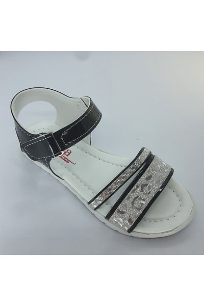 NewOneMall White Silver Girls' Sandals Hologram Phylon (light) Soft Sole Velcro Sandals