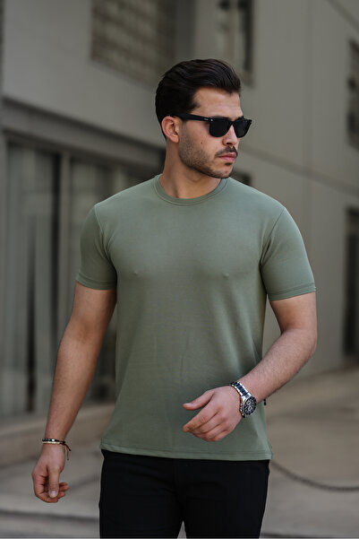 ixir Zelena muška majica - Slim C Prugasto sa okruglim izrezom