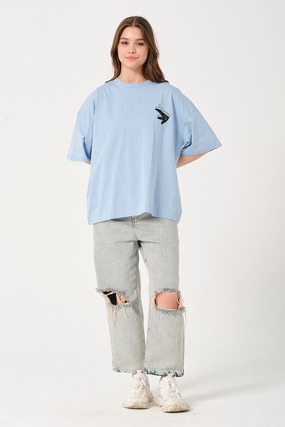 Owut Collection Μπλουζάκι Unisex Light Blue Crew με στάμπα Oversize