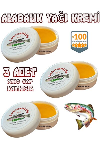 Herşeyi Kolay 3 Adet Saf Katkısız Alabalık Balık Yağı Kremi 3x50ml Happy Krem Bitkisel Krem