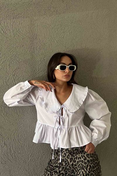 Seda Yalçın Atelier White Viral Baby Collar Shirt
