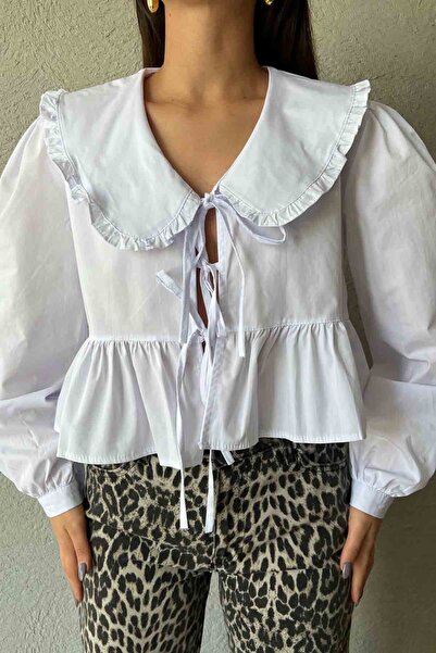 Seda Yalçın Atelier White Viral Baby Collar Shirt