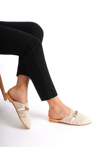 BAKGİY Skin Lace Women's Buckle Slippers BG1163-122-0001