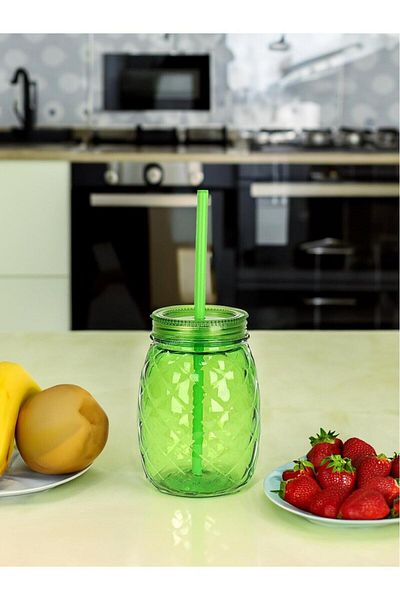 EbruliHomeArt Pineapple Glass with Straw Soft Drink Cup 650 Ml