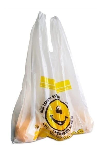 NevPack Plastik Ambalaj 1 Koli (10 Adet Rulo) Büyük Boy Gülenyüz Baskılı Manav Poşeti Hışır Atlet Poşet Rulo Poşet 28x55 CM