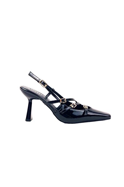 bescobel Women's Keyta Black Thin Heel 3 Buckle Casual Shoes 8cm 766